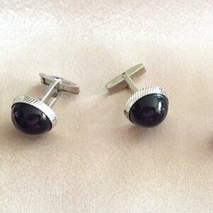 5 pcs Cufflinks Tie clip Collar clip Black Center